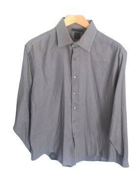 DKNY -MENS GREY STRIPPED BUTTON FRONT CLOSURE LONG SLEEVE 100%COTT SIZE X-LARGE